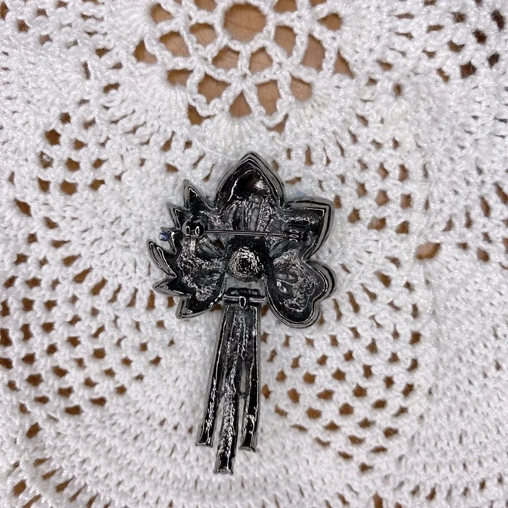 Vintage Silver and Purple Floral Brooch
